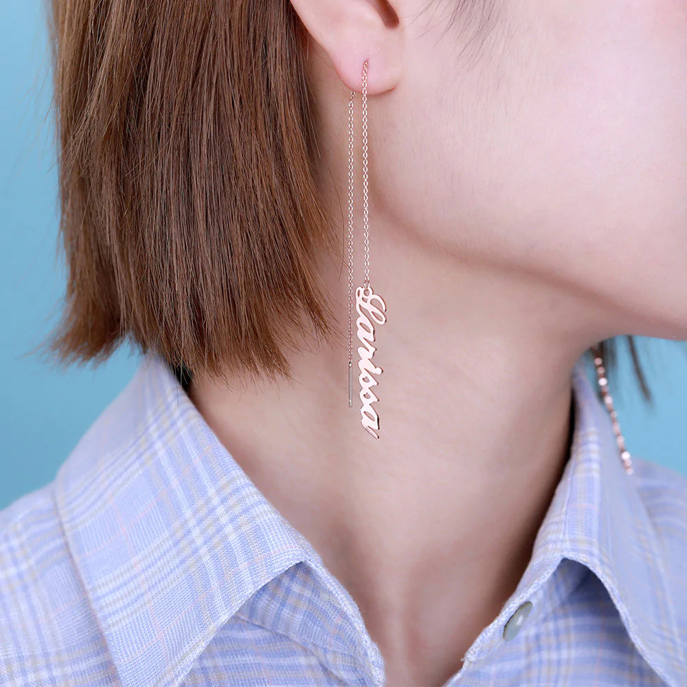 Customized Vertical Name Drop Earrings