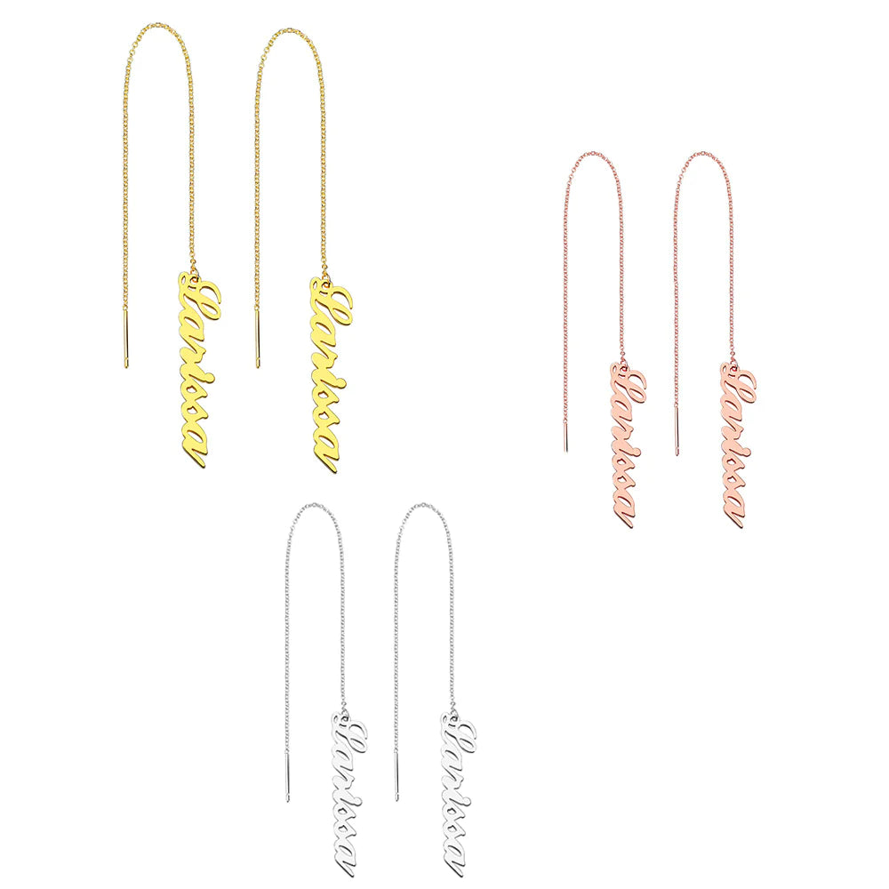 Customized Vertical Name Drop Earrings