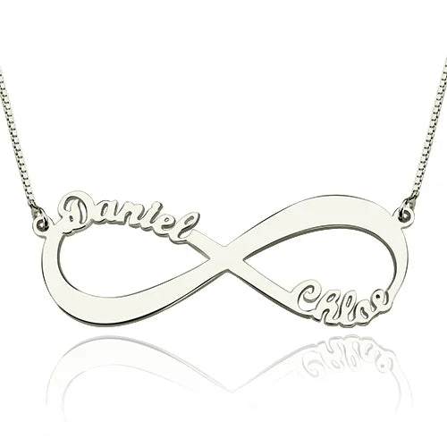 Customized Double Infinity Sterling Silver Necklace