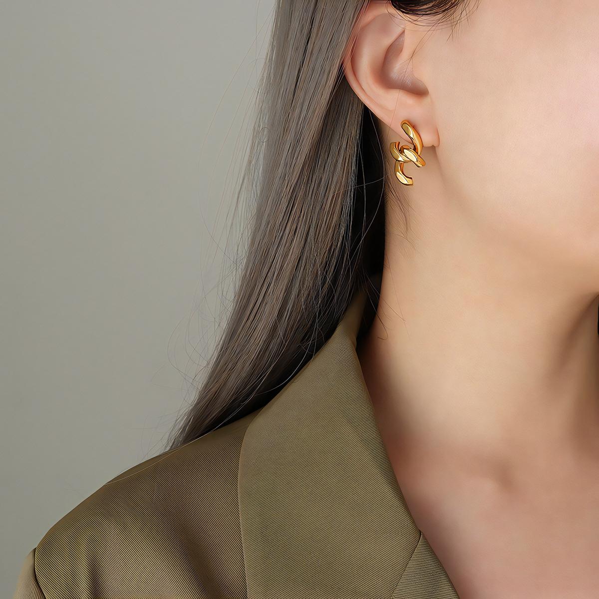 SEDOTEN 18K GOLD PLATED STAINLESS STEEL EARRINGS