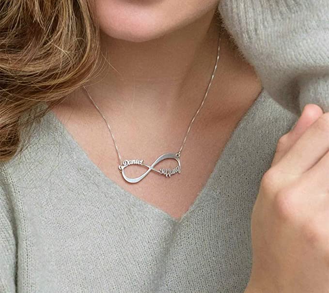 Customized Double Infinity Sterling Silver Necklace