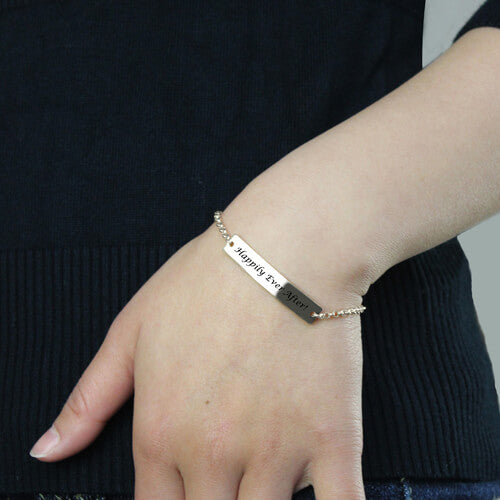 Customized Name Stainless Steel Bar Bracelet For Her