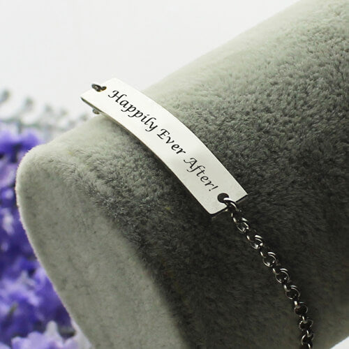 Customized Name Stainless Steel Bar Bracelet For Her